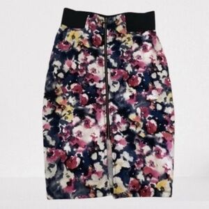 MATERIAL GIRL Floral Watercolor Bandage Skirt Bodycon Size Small